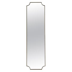 Vintage Italian Brass Floor Standing Tall Mirror