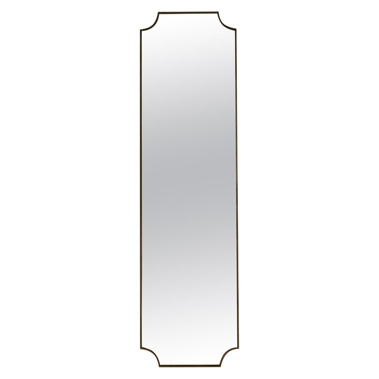Vintage Italian Brass Floor Standing Tall Mirror For Sale At 1stdibs