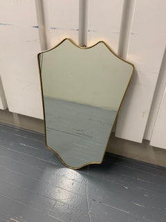 Vintage Italian Brass Frame Wall Mirror, circa 1950s