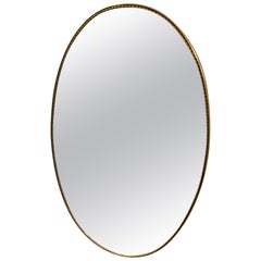 Vintage Italian Brass Frame Wall Mirror, circa 1950s