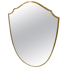 Vintage Italian Brass Frame Wall Mirror, circa 1950s