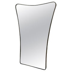 Vintage Italian Brass Frame Wave Wall Mirror 1960s