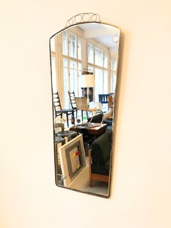 Vintage Italian Brass Framed Faceted Mirror, 1950s