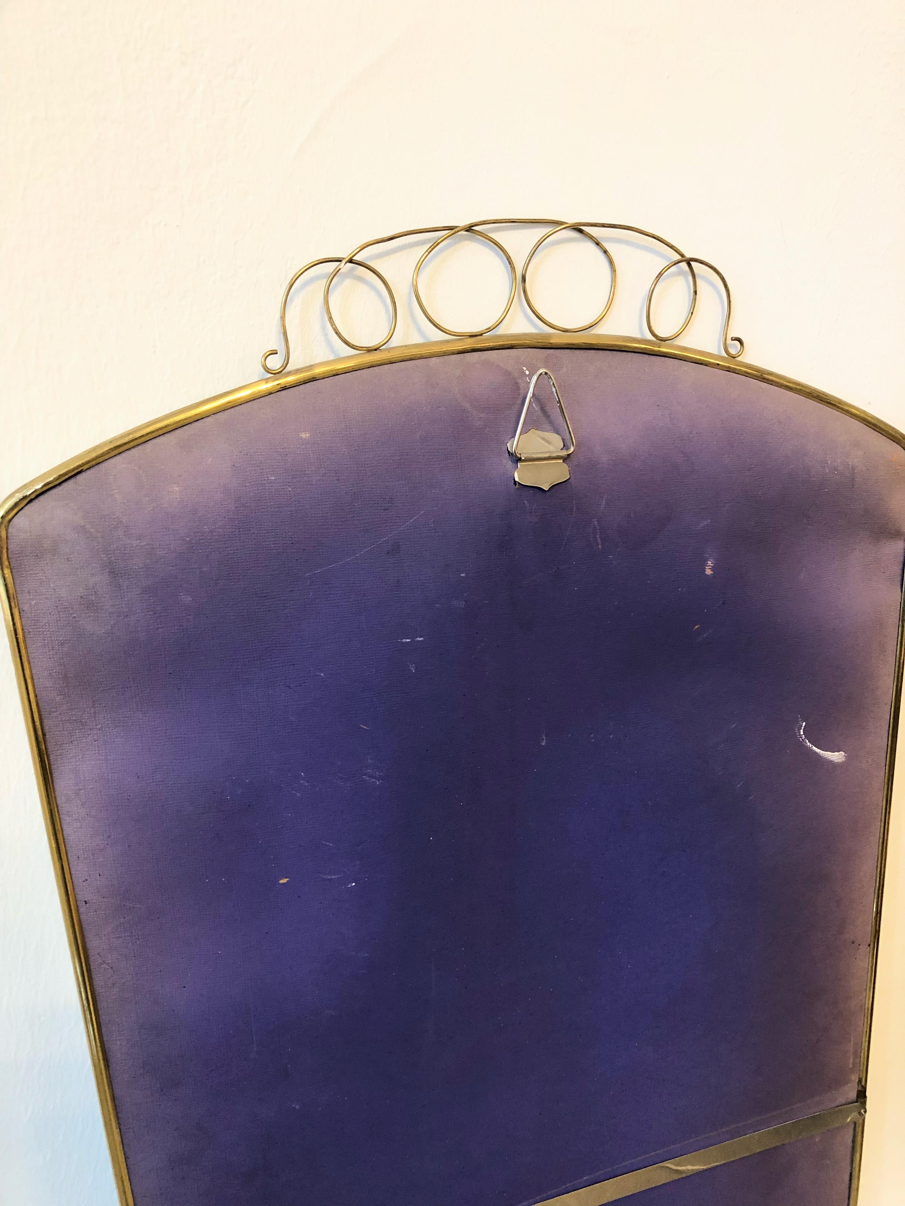 Vintage Italian Brass Framed Faceted Mirror, 1950s 1