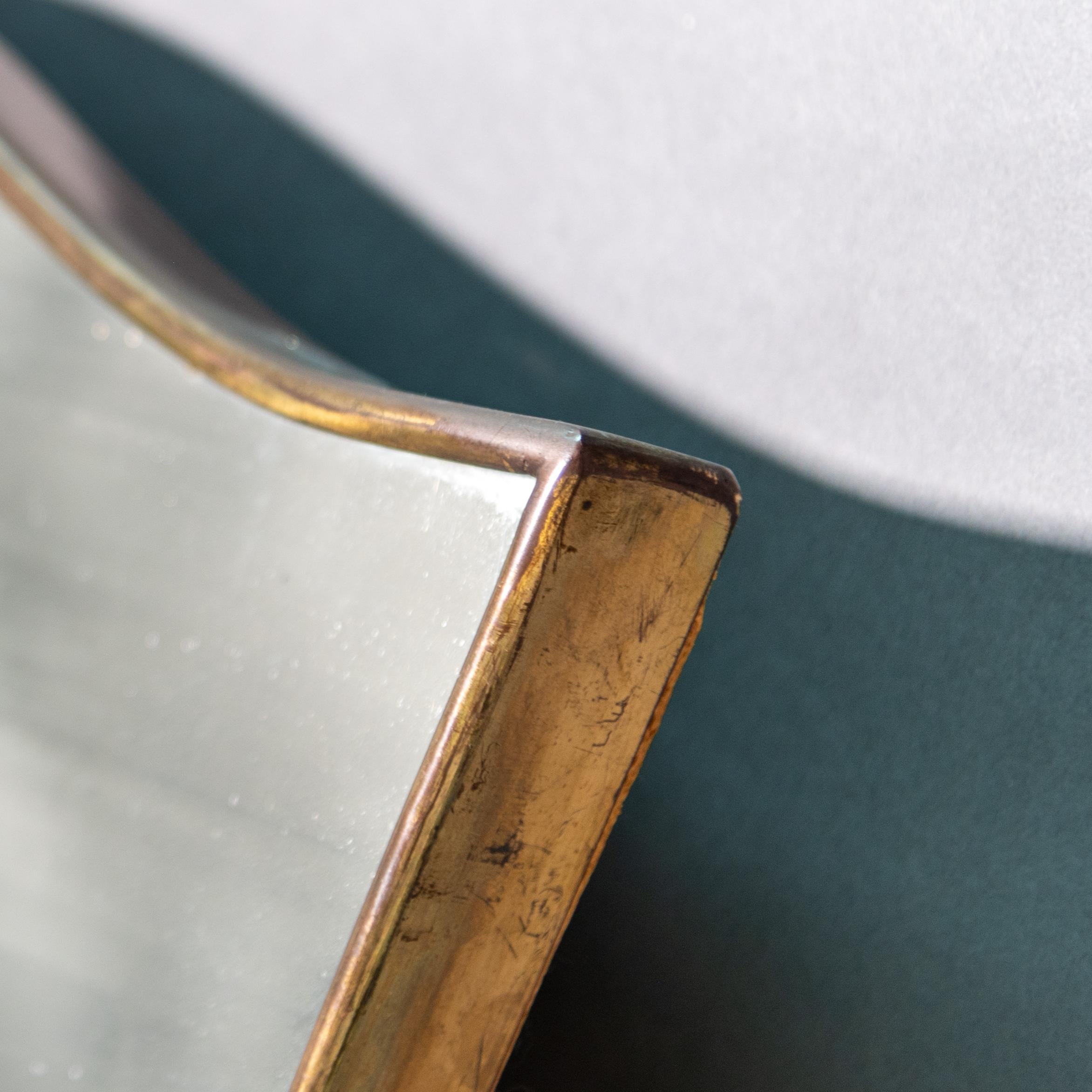 Mid-Century Modern Gio Ponti Style Modern Italian Brass Framed Mirror