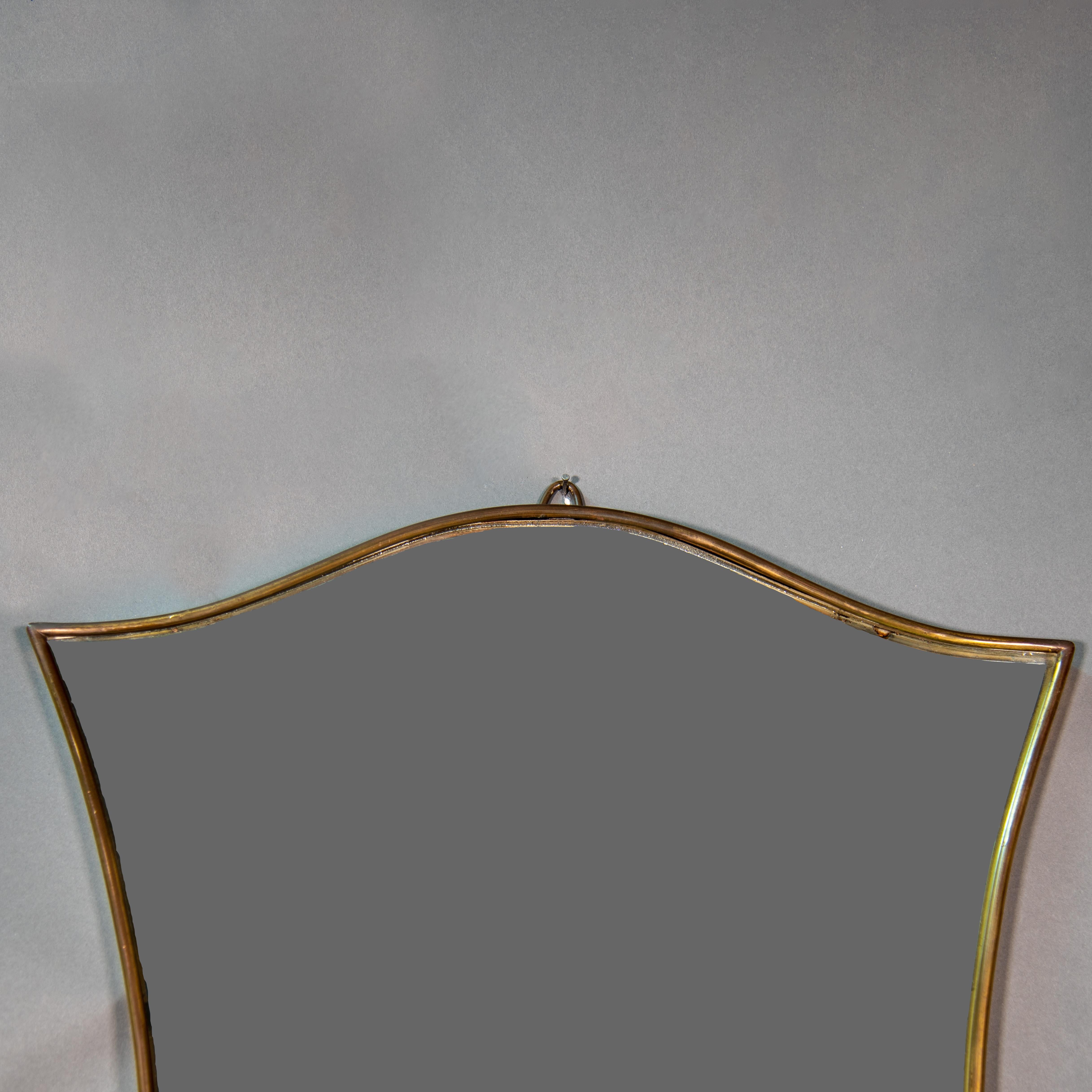 Gio Ponti Style Modern Italian Brass Framed Mirror 3