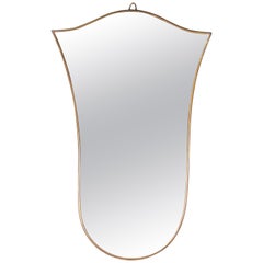 Vintage Italian Brass Framed Mirror Gio Ponti Style