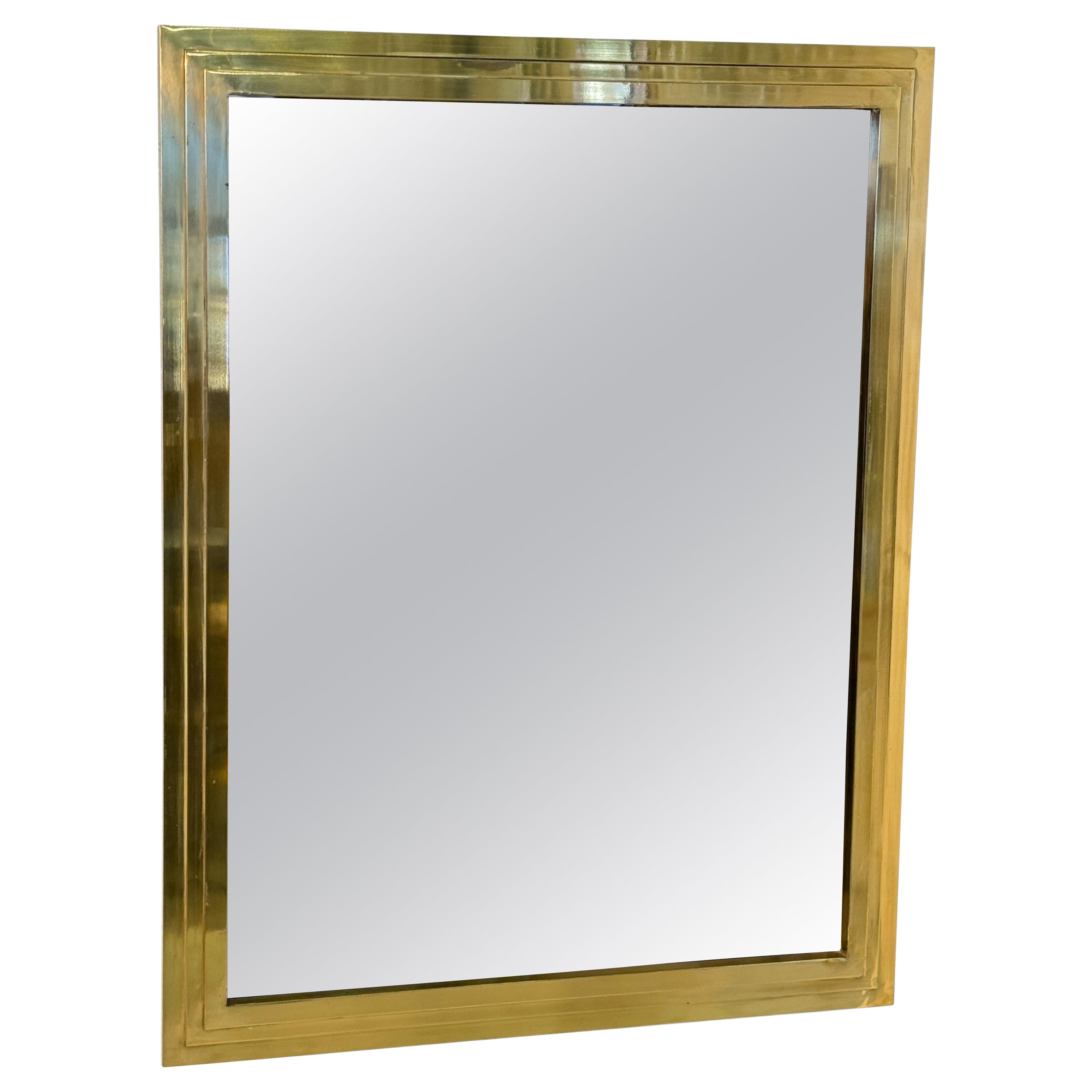 Miroir mural italien vintage encadré de laiton en vente