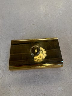 Vintage Italian Brass Hinged Box with Curved Cover, 1970s