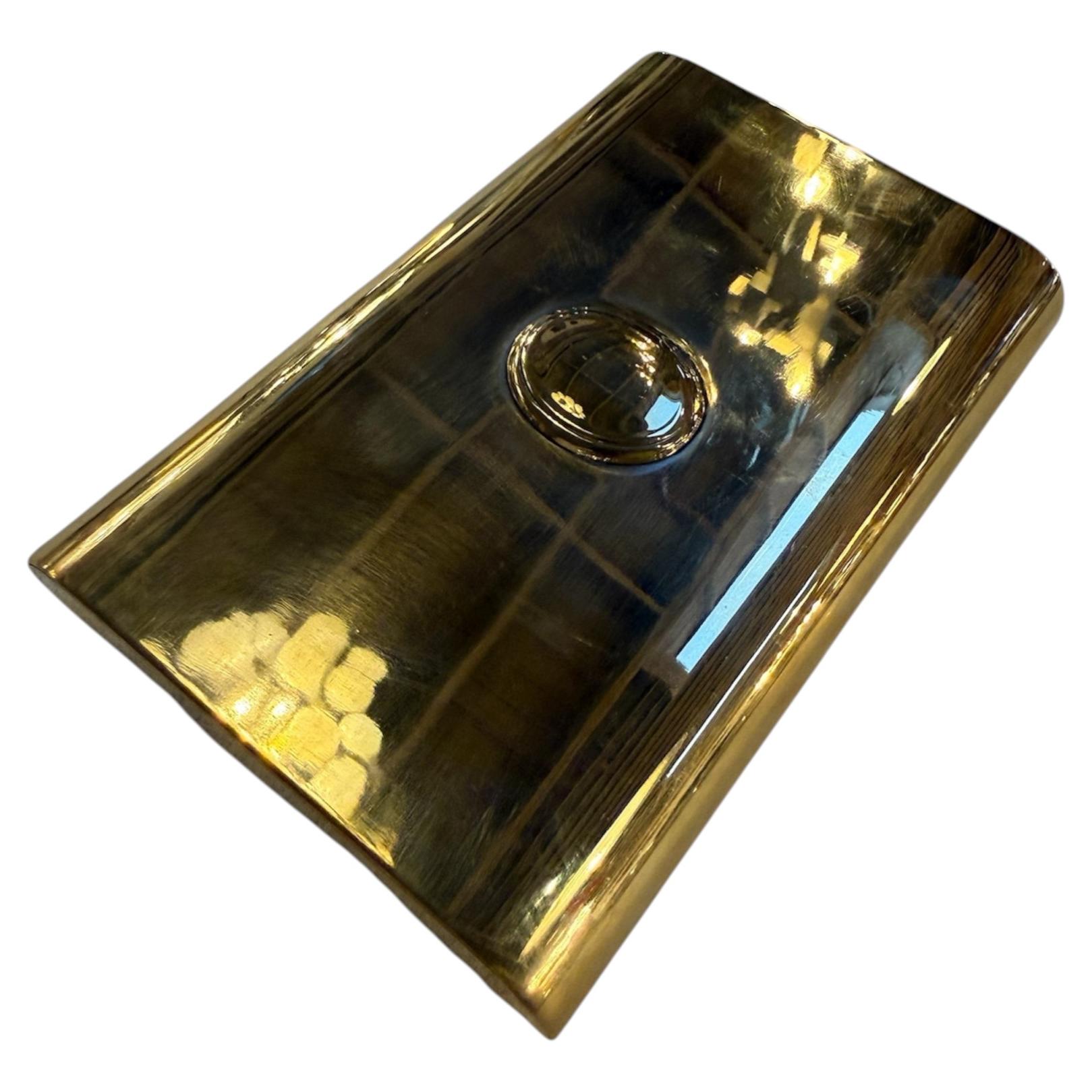 Vintage Italian Brass Hinged Box with Curved Cover, 1970s