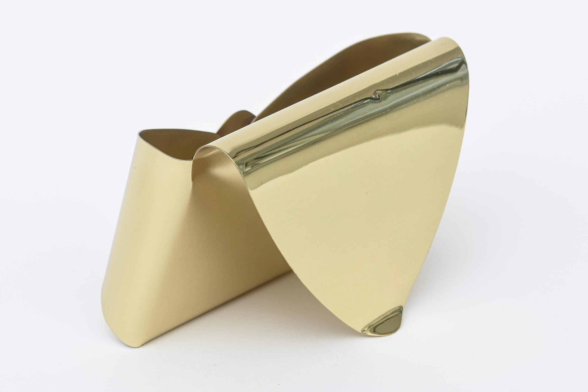 Mid-Century Modern Vintage Italian Brass Letter Envelope Box Desk Accessory For Sale