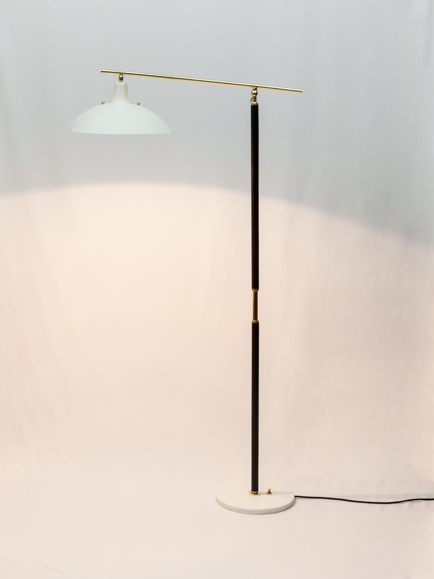 Vintage Italian Brass & Marble Floor Lamp, Black, 1950s  In Good Condition In PRESTON, AU