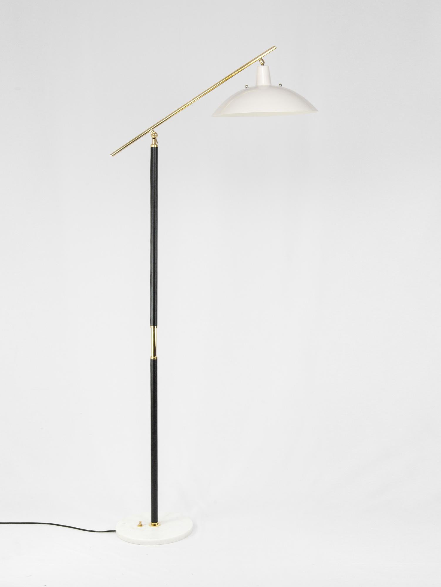 20th Century Vintage Italian Brass & Marble Floor Lamp, Black, 1950s 