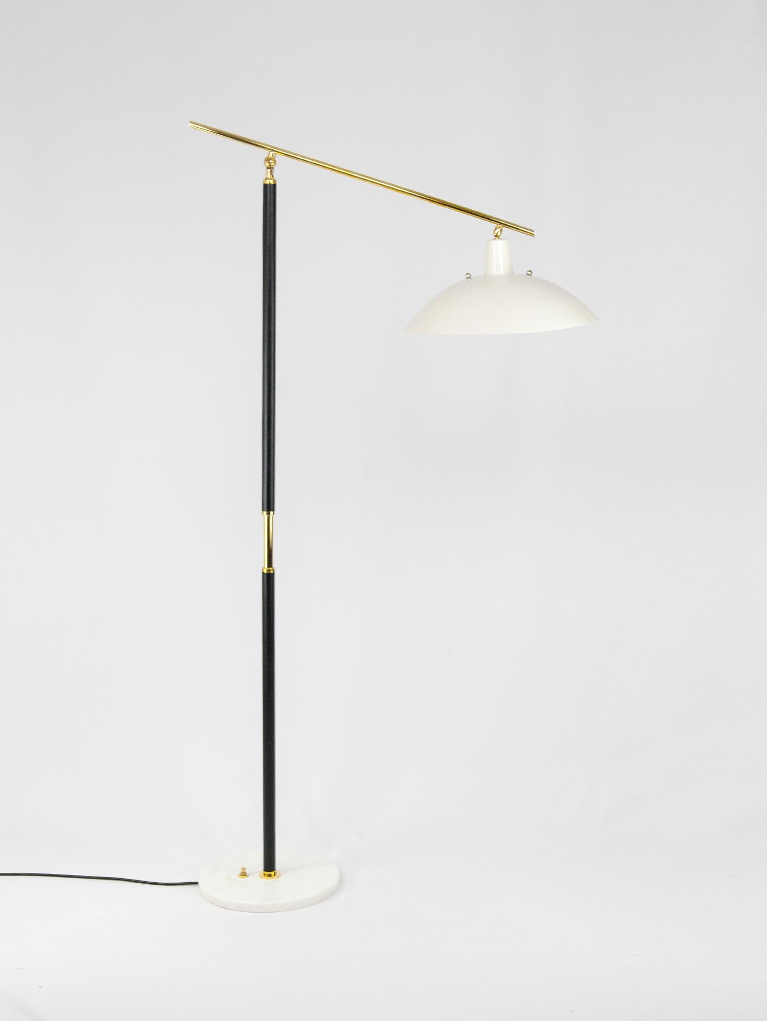 Vintage Italian Brass & Marble Floor Lamp, Black, 1950s  1