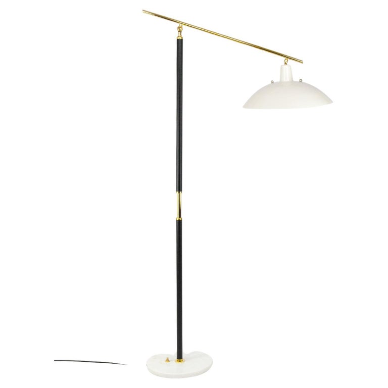 Vintage Italian Brass and Marble Floor Lamp, Black, 1950s For Sale at ...