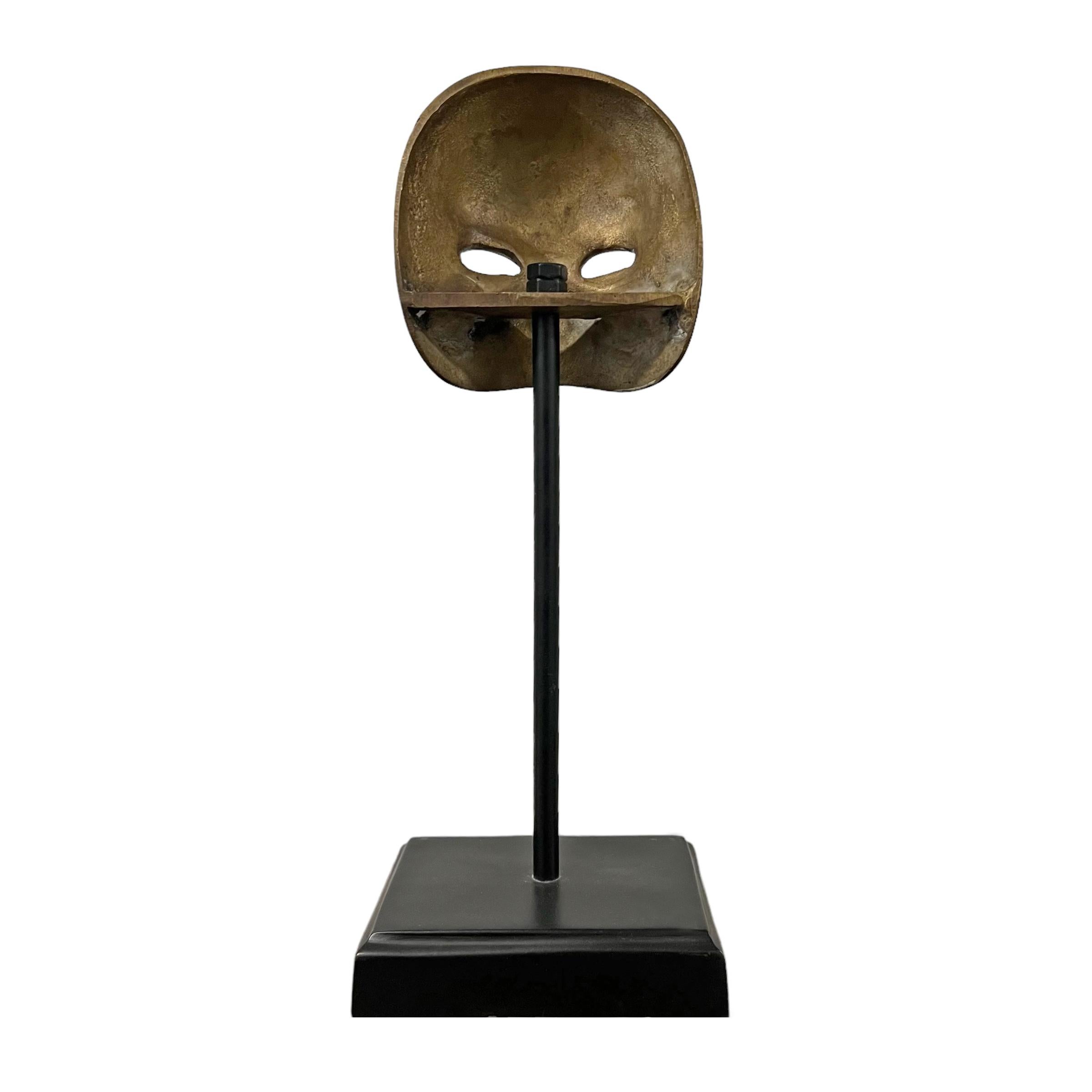 20th Century Vintage Italian Brass Miniature Opera Mask on Custom Stand For Sale