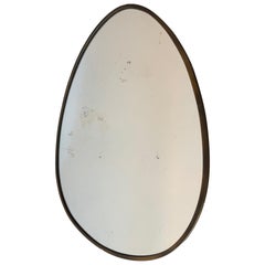 Vintage Italian Brass Mirror Egg Shape Brass ca' 1970's