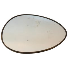 Vintage Italian Brass Mirror Egg Shape Brass ca' 1970's