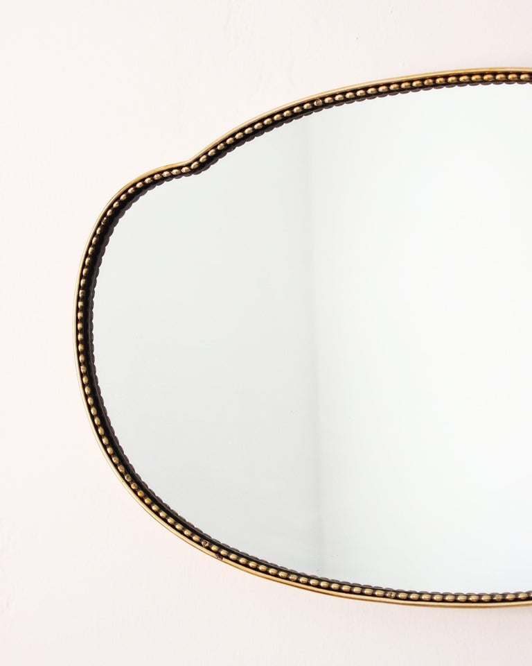 Mid-Century Modern Vintage Italian Brass Mirror, Italy, 1950's Organic Wall Mirror For Sale