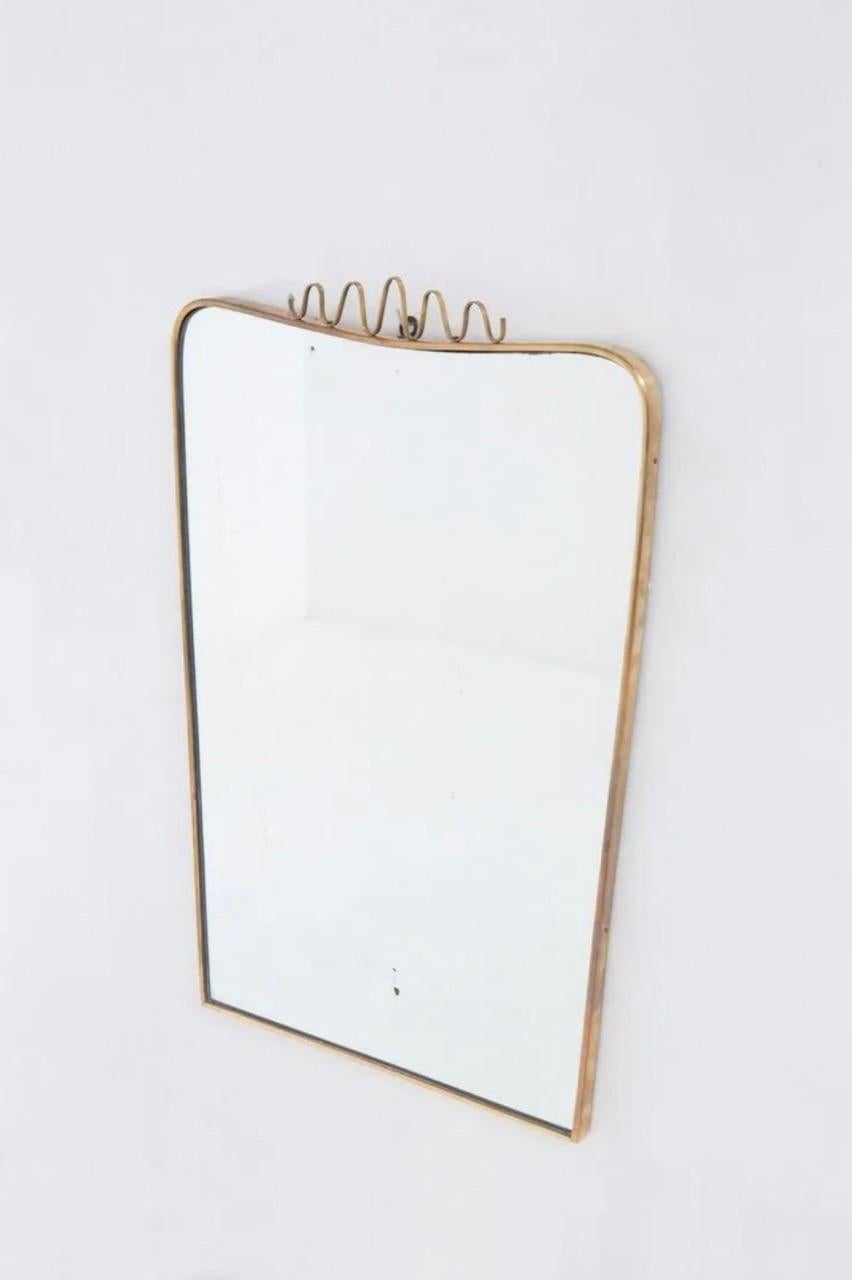 Vintage Italian Brass Mirror, Italy, 1960s Organic Wall Mirror In Good Condition For Sale In Los Angeles, CA