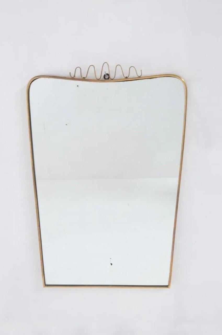Vintage Italian Brass Mirror, Italy, 1960s Organic Wall Mirror For Sale 2