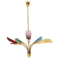 Vintage Italian Brass Multicolour Chandelier