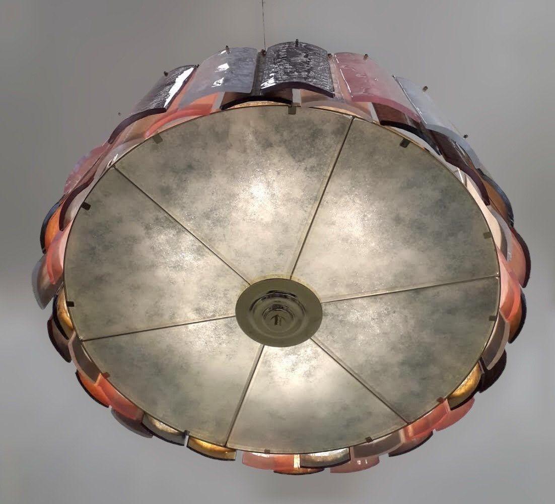 Vintage Italian Brass & Murano Glass Chandelier For Sale 2