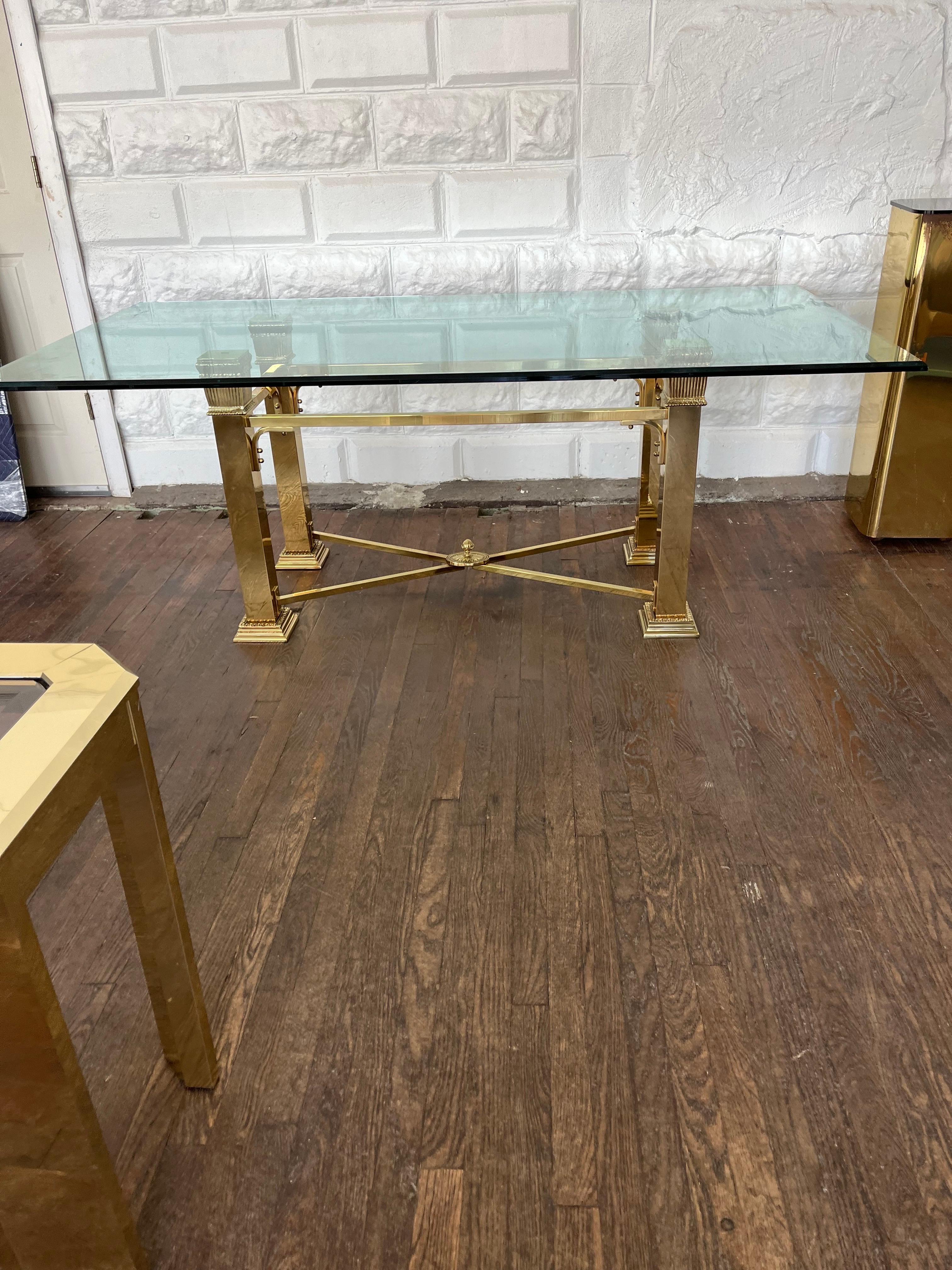 Vintage Italian Brass Neoclassical Dining Table Base For Sale 1