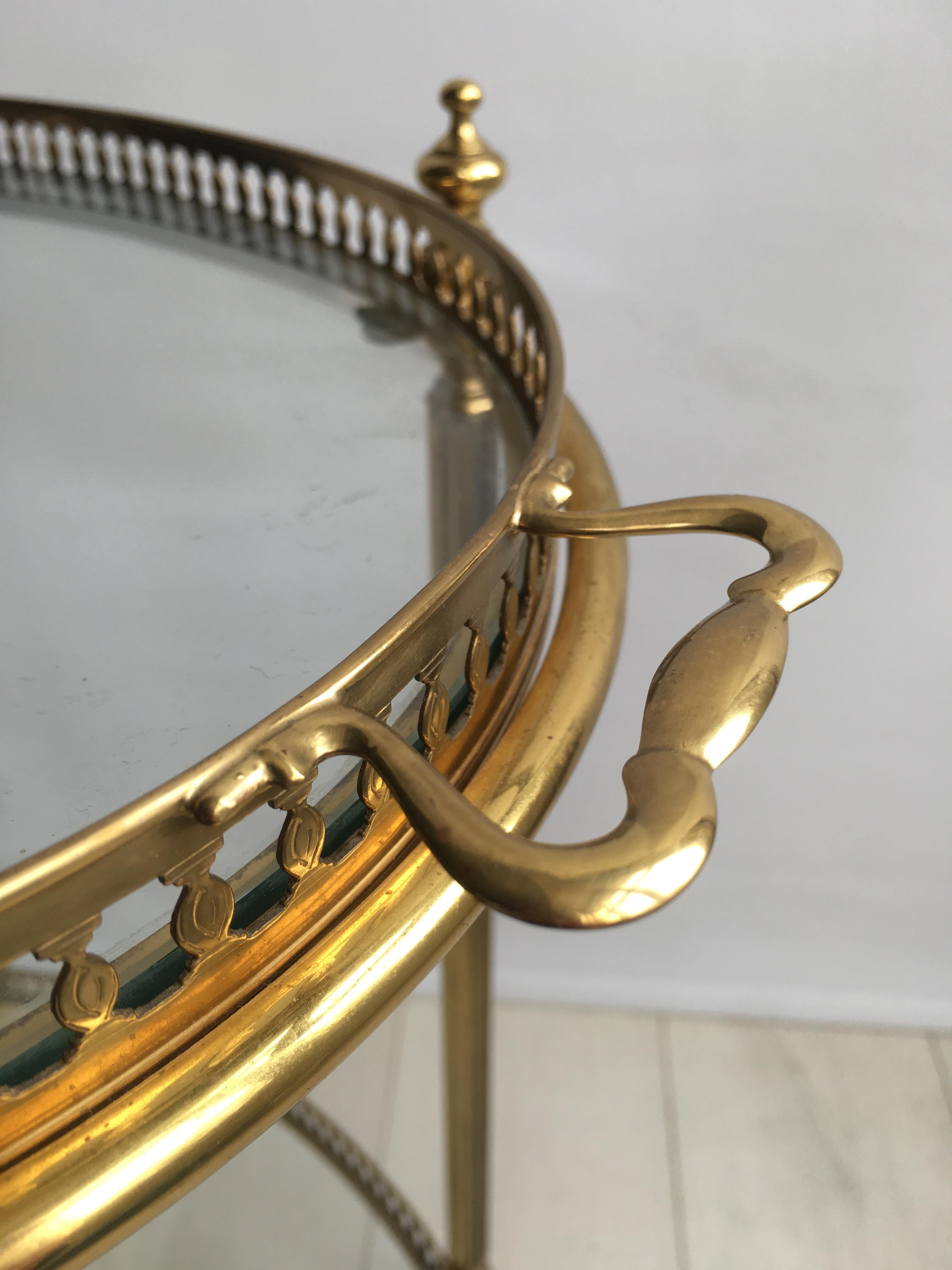 Vintage Italian Brass Oval Drinks Trolley or Bar Cart In Good Condition In Copthorne, GB