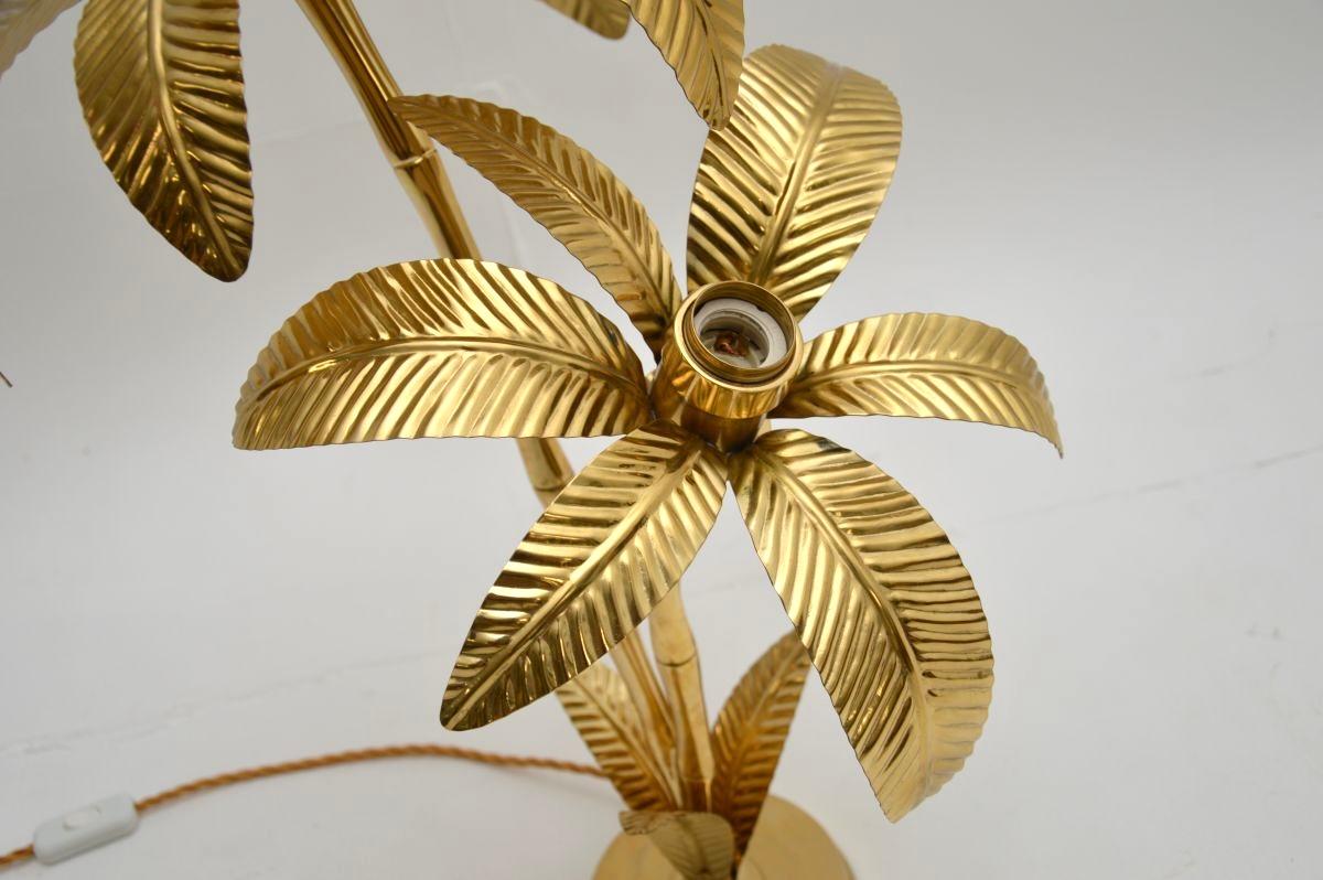 Vintage Italian Brass Palm Tree Table Lamp For Sale 2