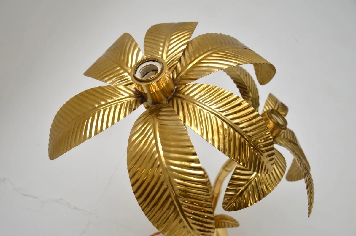 Vintage Italian Brass Palm Tree Table Lamp For Sale 3