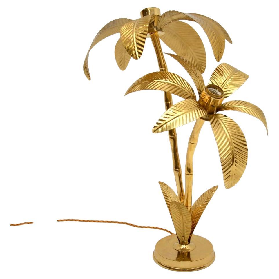 Vintage Italian Brass Palm Tree Table Lamp