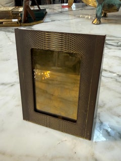 Vintage Italian Brass Photo Frame with Guilloché Pattern, Mid-Century Modern