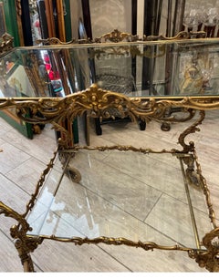 Vintage Italian Brass Rococo Bar Cart