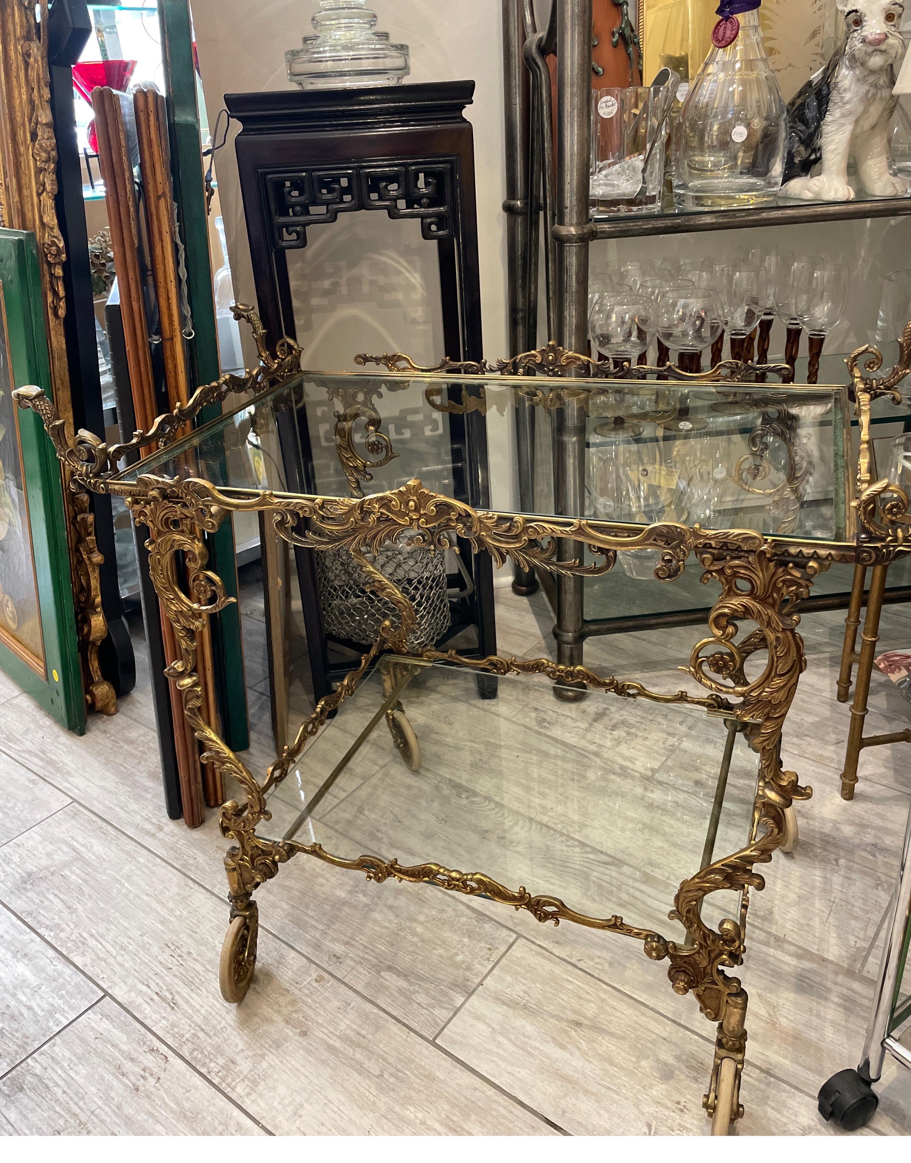 Vintage Italian Brass Rococo Bar Cart 4