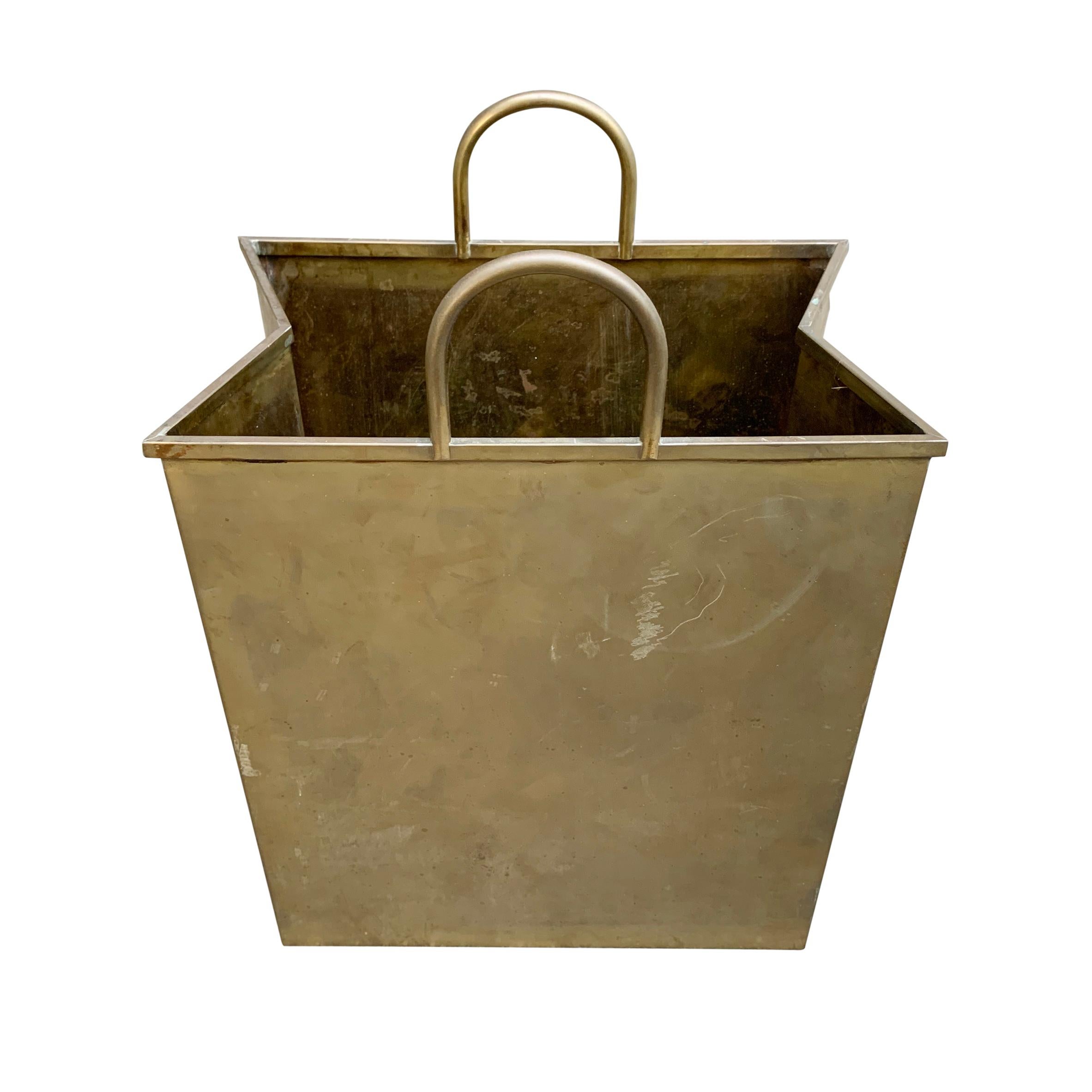 20th Century Vintage Italian Brass Shopping Bag Wastepaper Basket