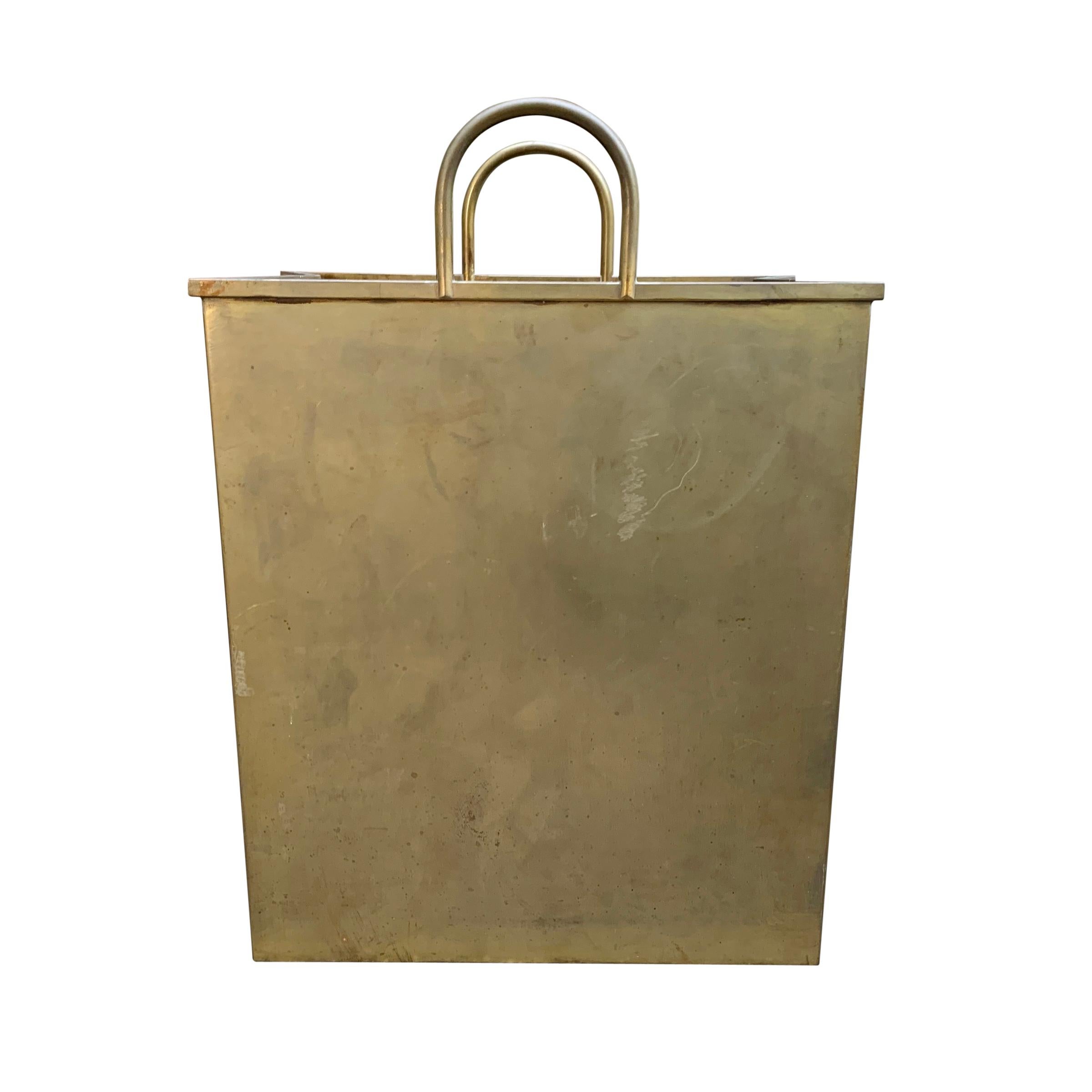 Vintage Italian Brass Shopping Bag Wastepaper Basket 1