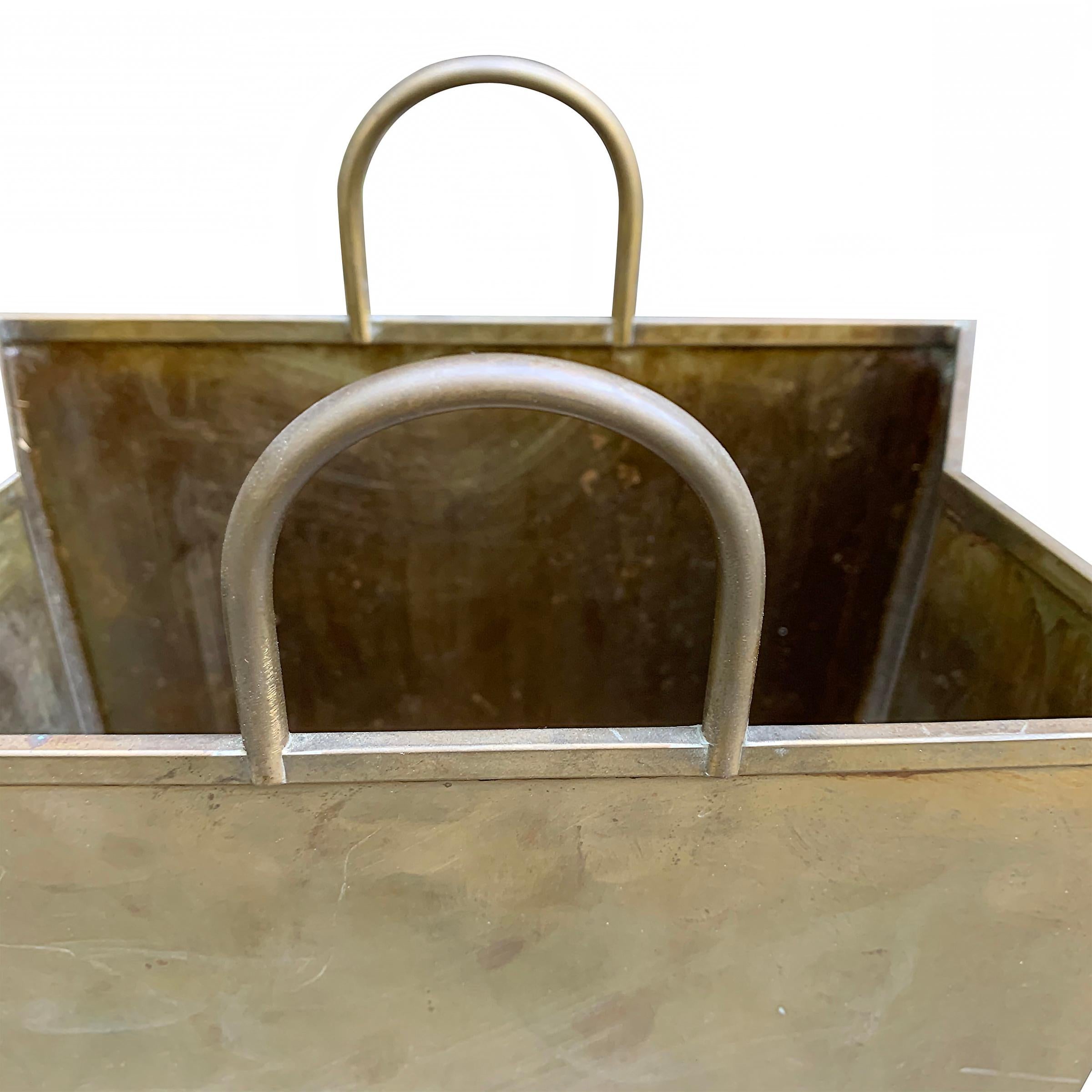 Vintage Italian Brass Shopping Bag Wastepaper Basket 2
