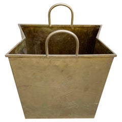 Vintage Italian Brass Shopping Bag Wastepaper Basket
