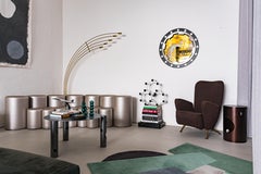 Vintage Italian Brass Tone Floor Lamp with Five Bows and Avant Gard Base, 1980s