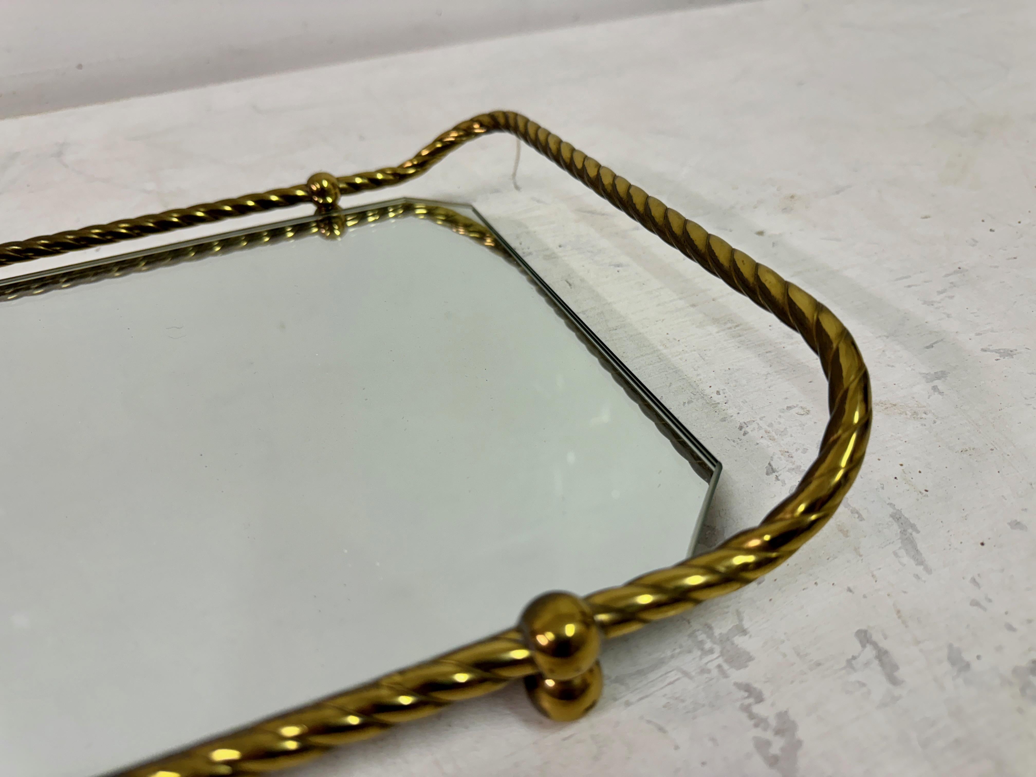 Vintage Italian Brass Tray With Mirrored Glass For Sale 1
