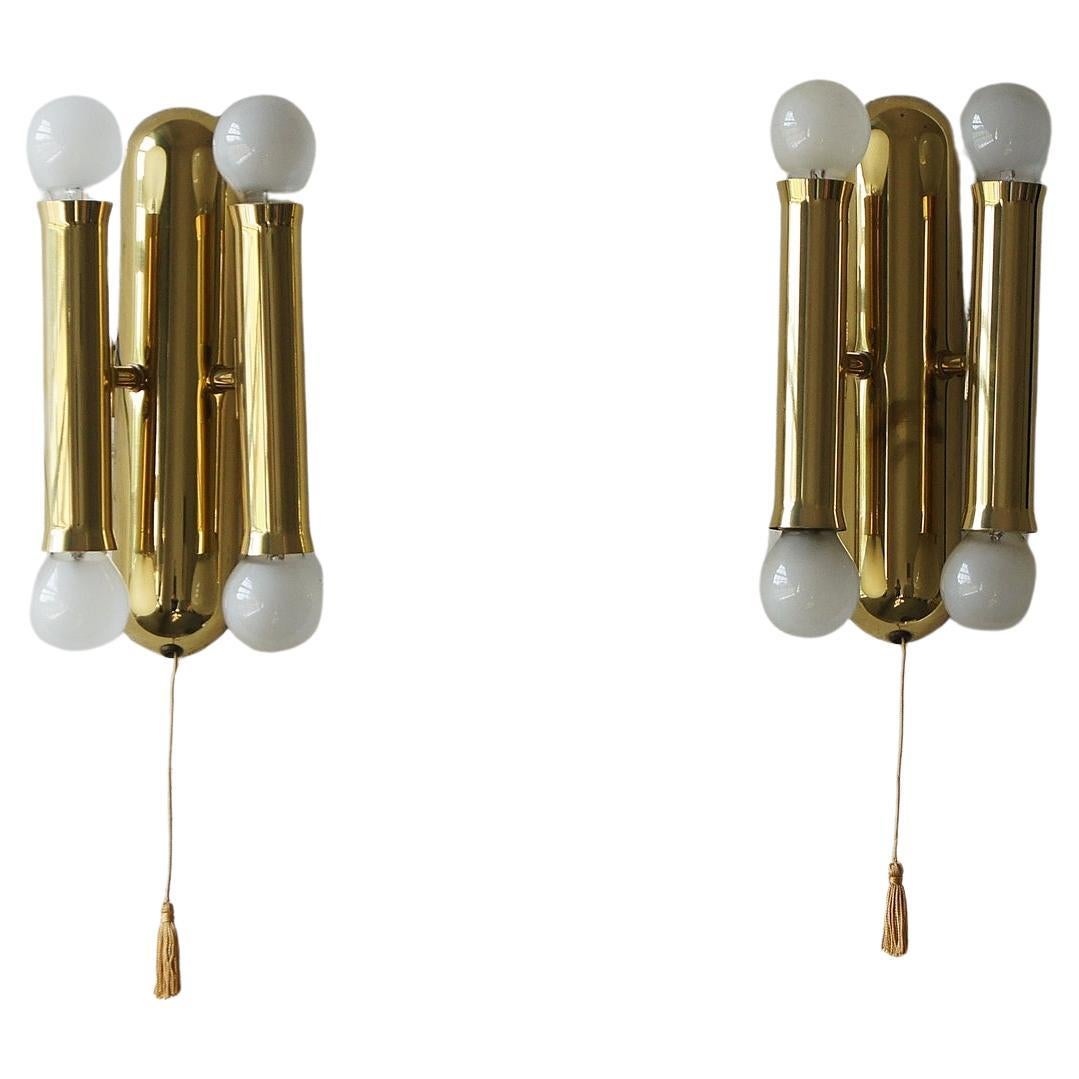 Set di 2 lampade da parete in ottone vintage italiano in vendita