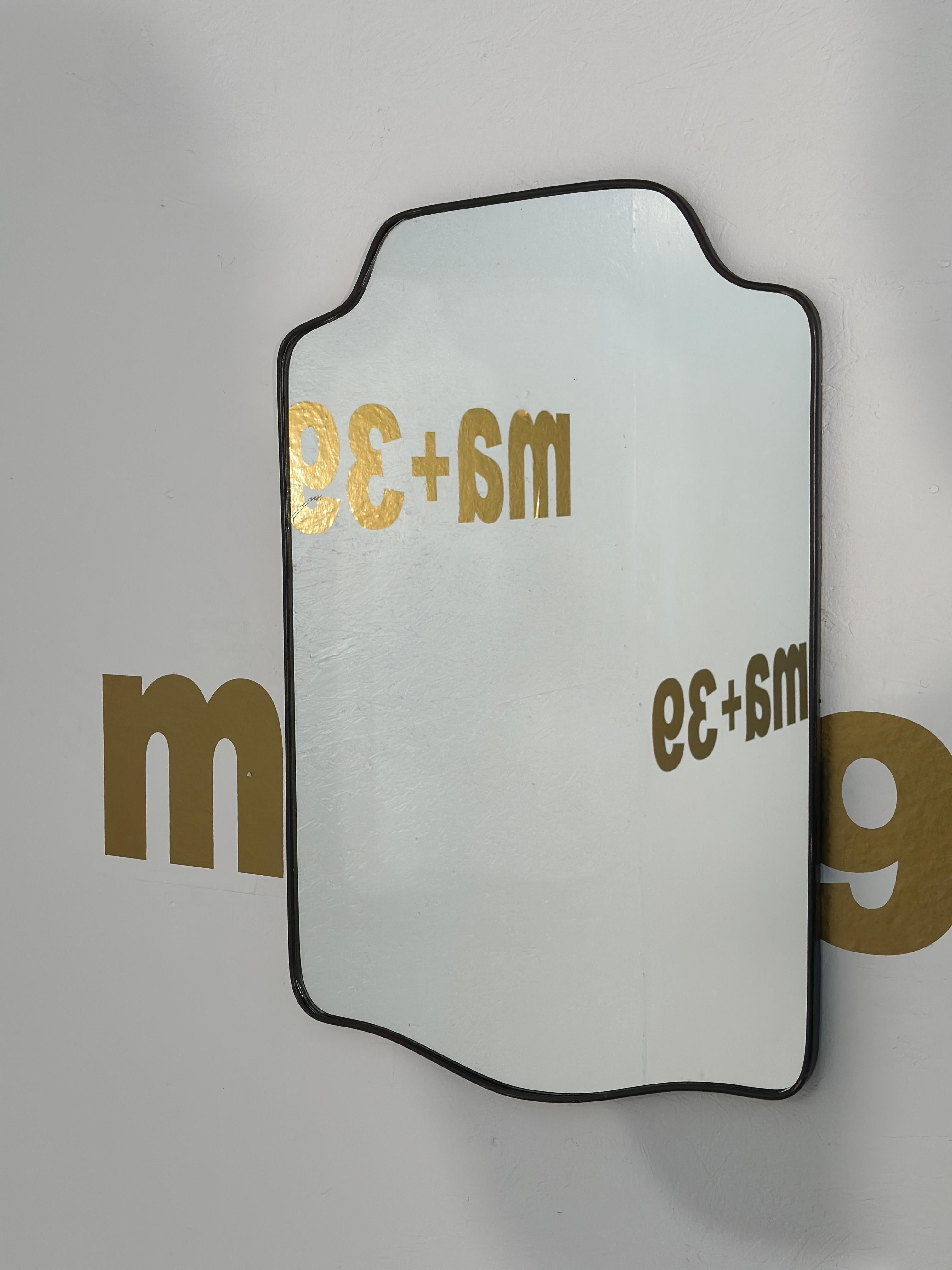 Mid-Century Modern Vintage Italian Brass Wall Mirror 1960s For Sale