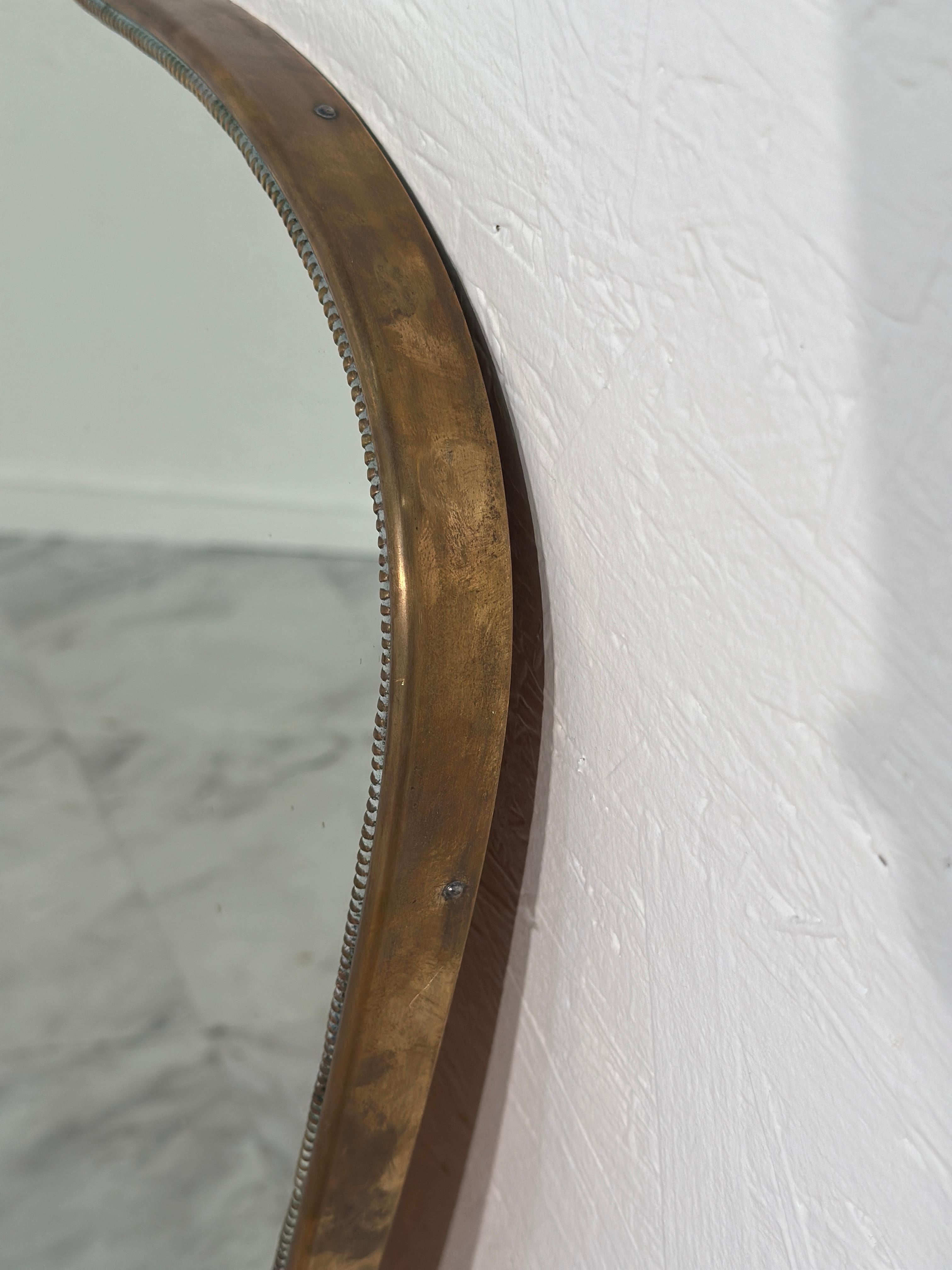 Mid-Century Modern Vintage Italian Brass Wall Mirror 1960s For Sale