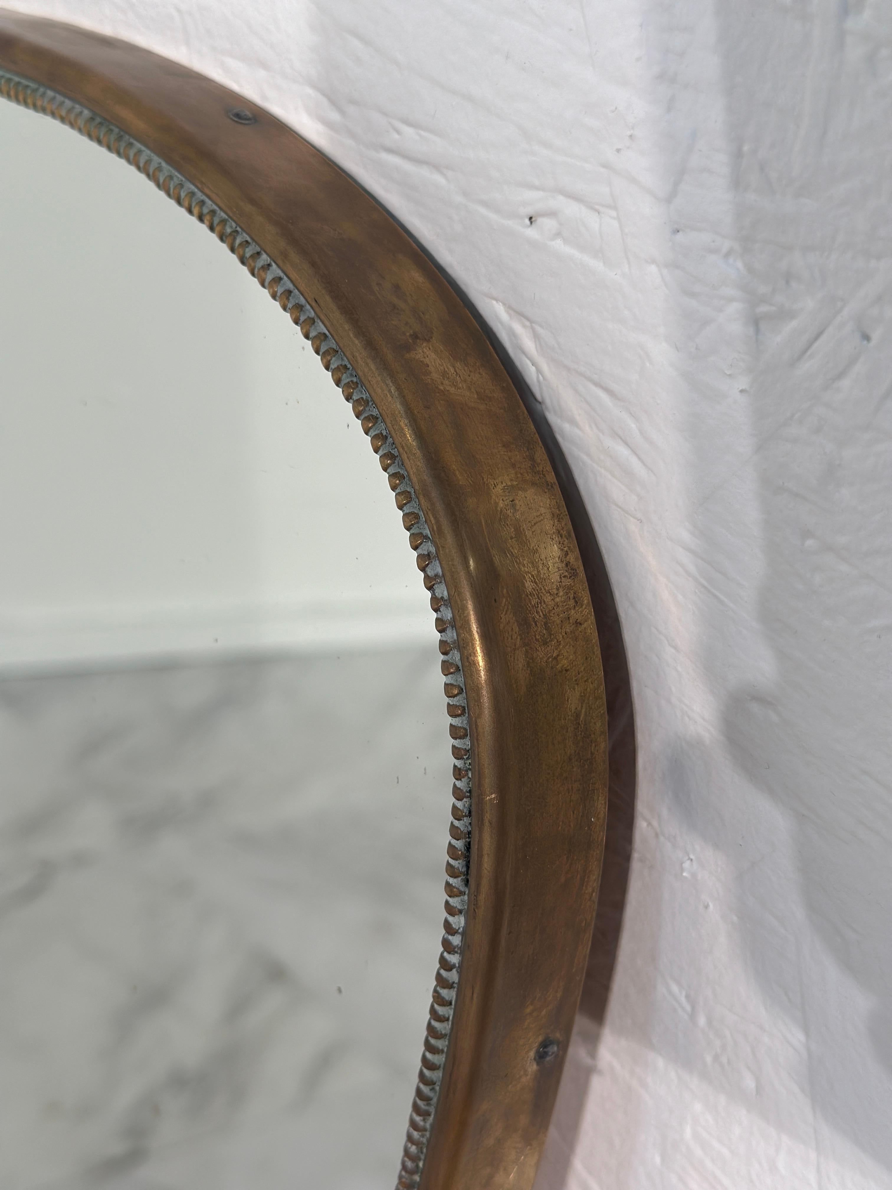 Vintage Italian Brass Wall Mirror 1960s In Good Condition In Los Angeles, CA