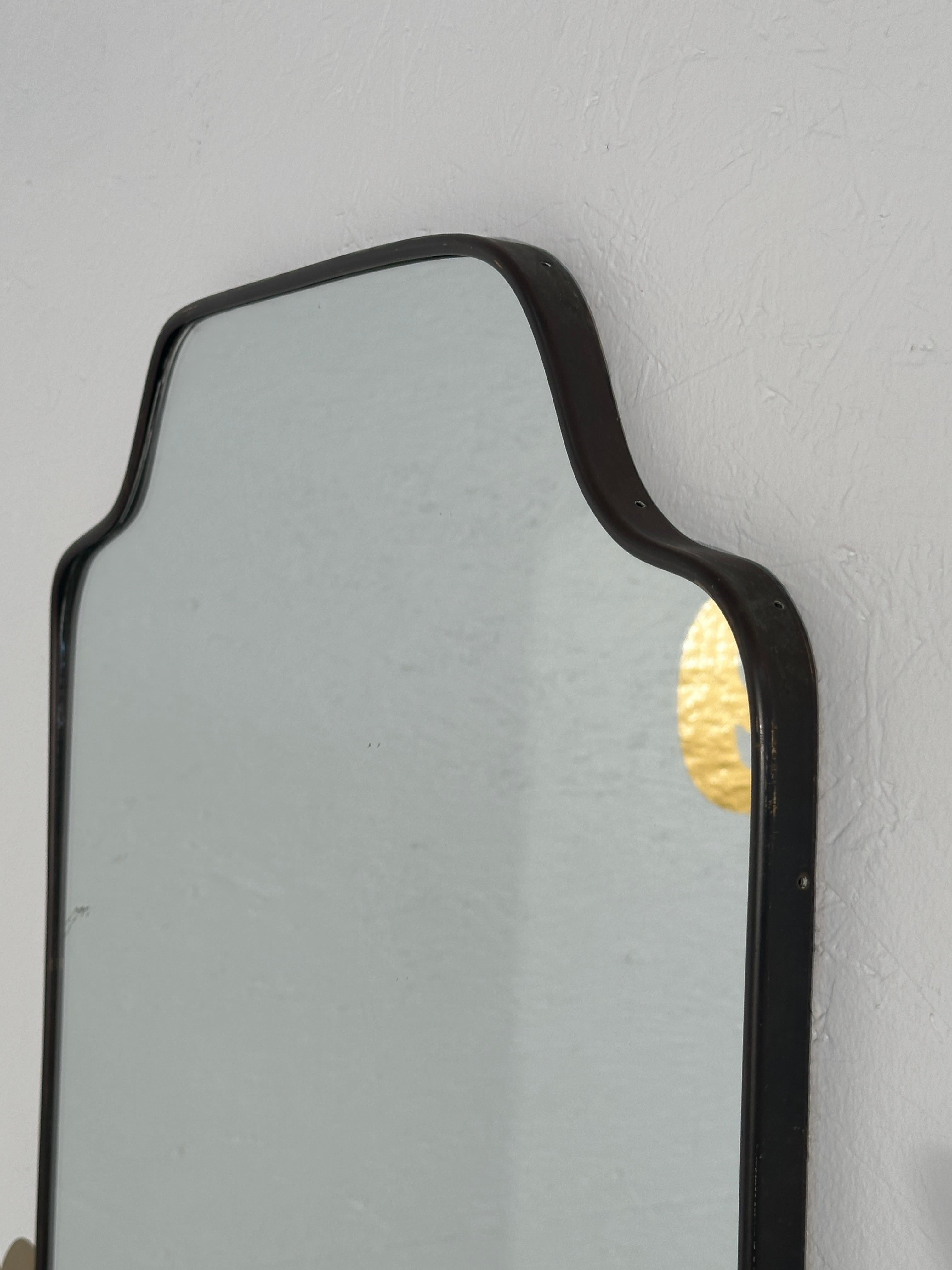 Mid-20th Century Vintage Italian Brass Wall Mirror 1960s For Sale