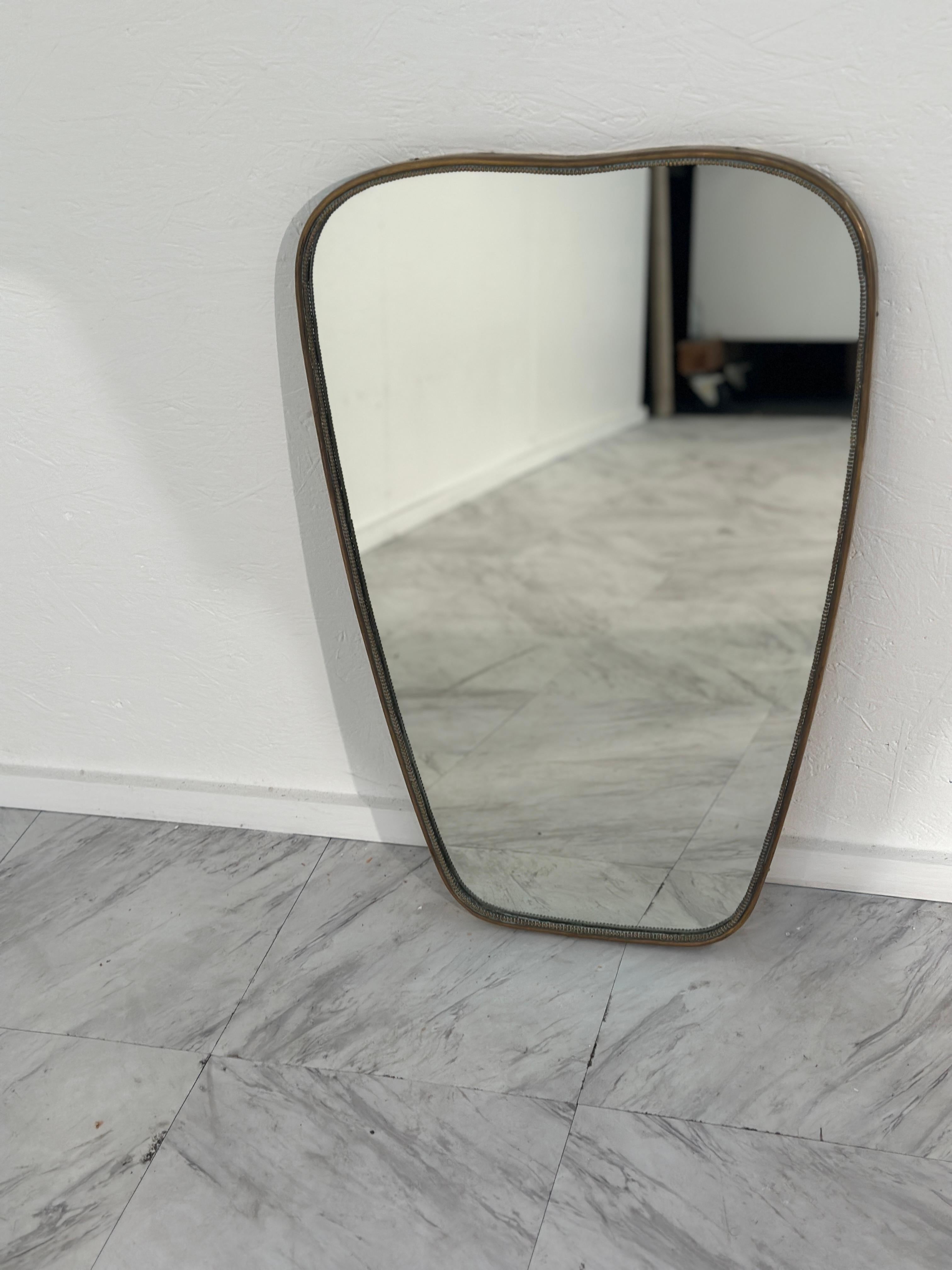 Mid-20th Century Vintage Italian Brass Wall Mirror 1960s