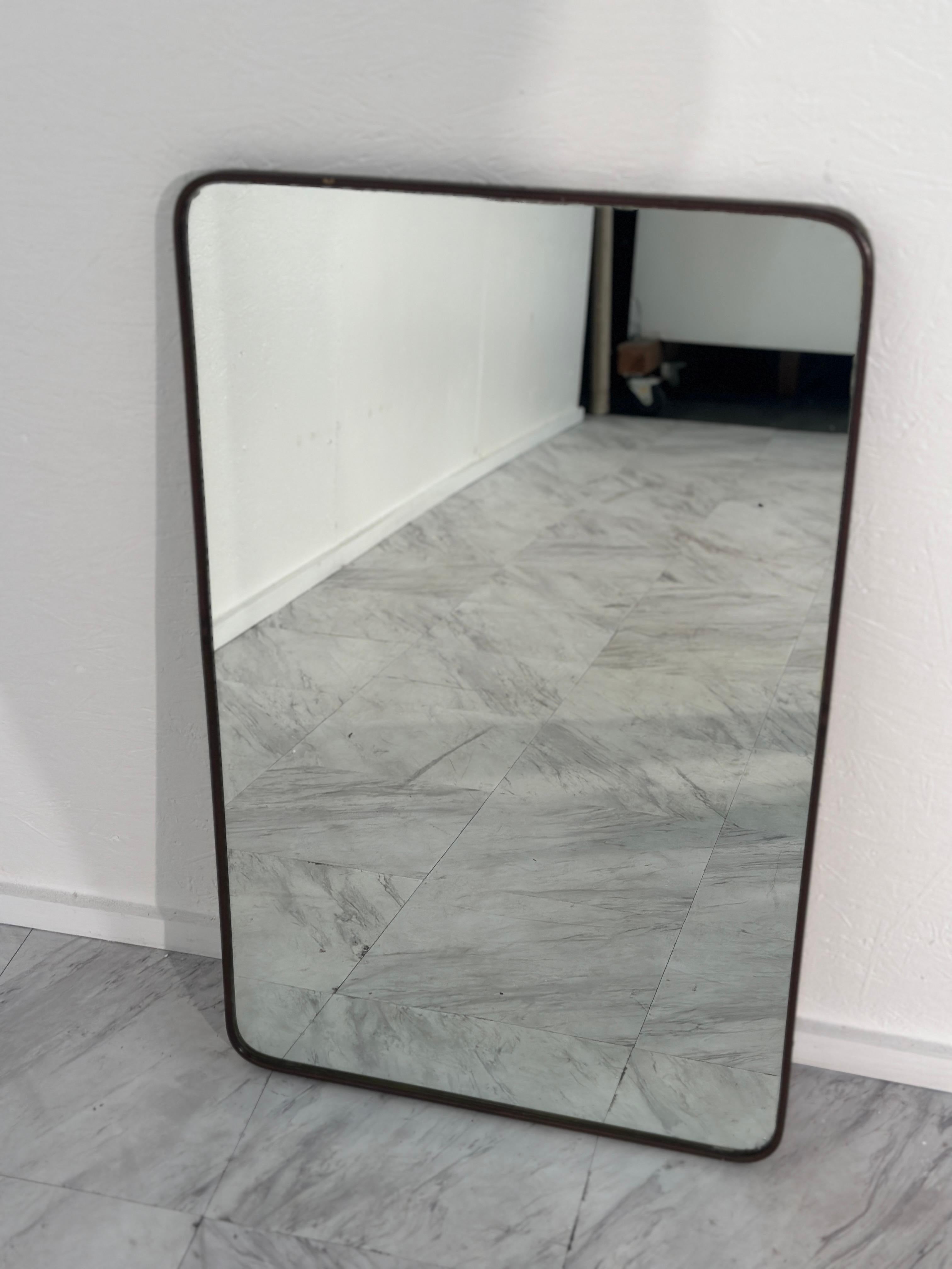 Mid-20th Century Vintage Italian Brass Wall Mirror 1960s