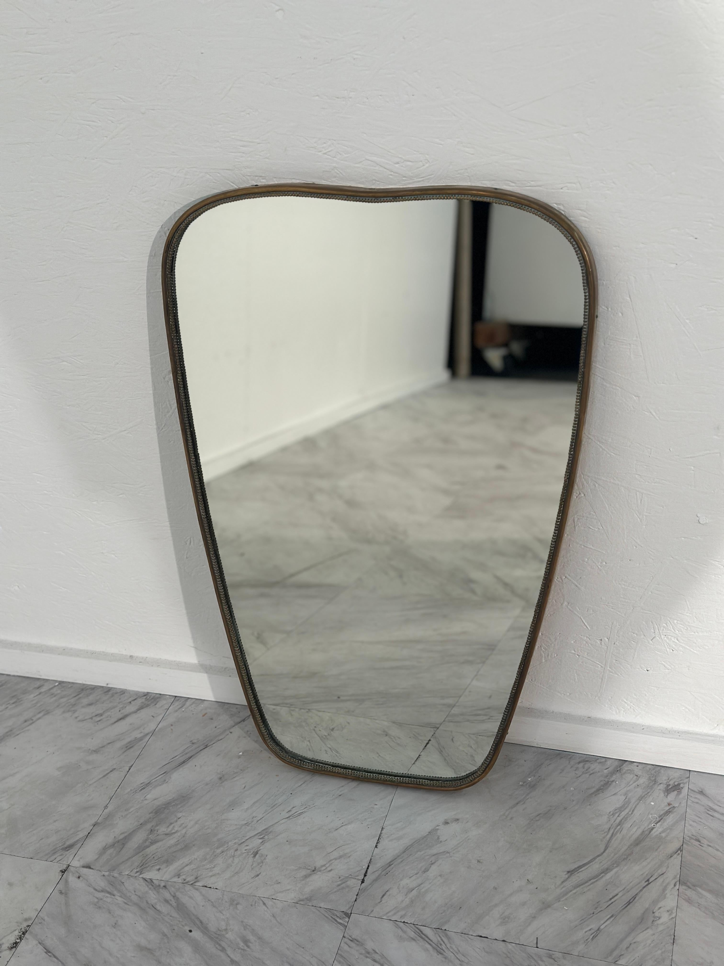 Vintage Italian Brass Wall Mirror 1960s For Sale 1