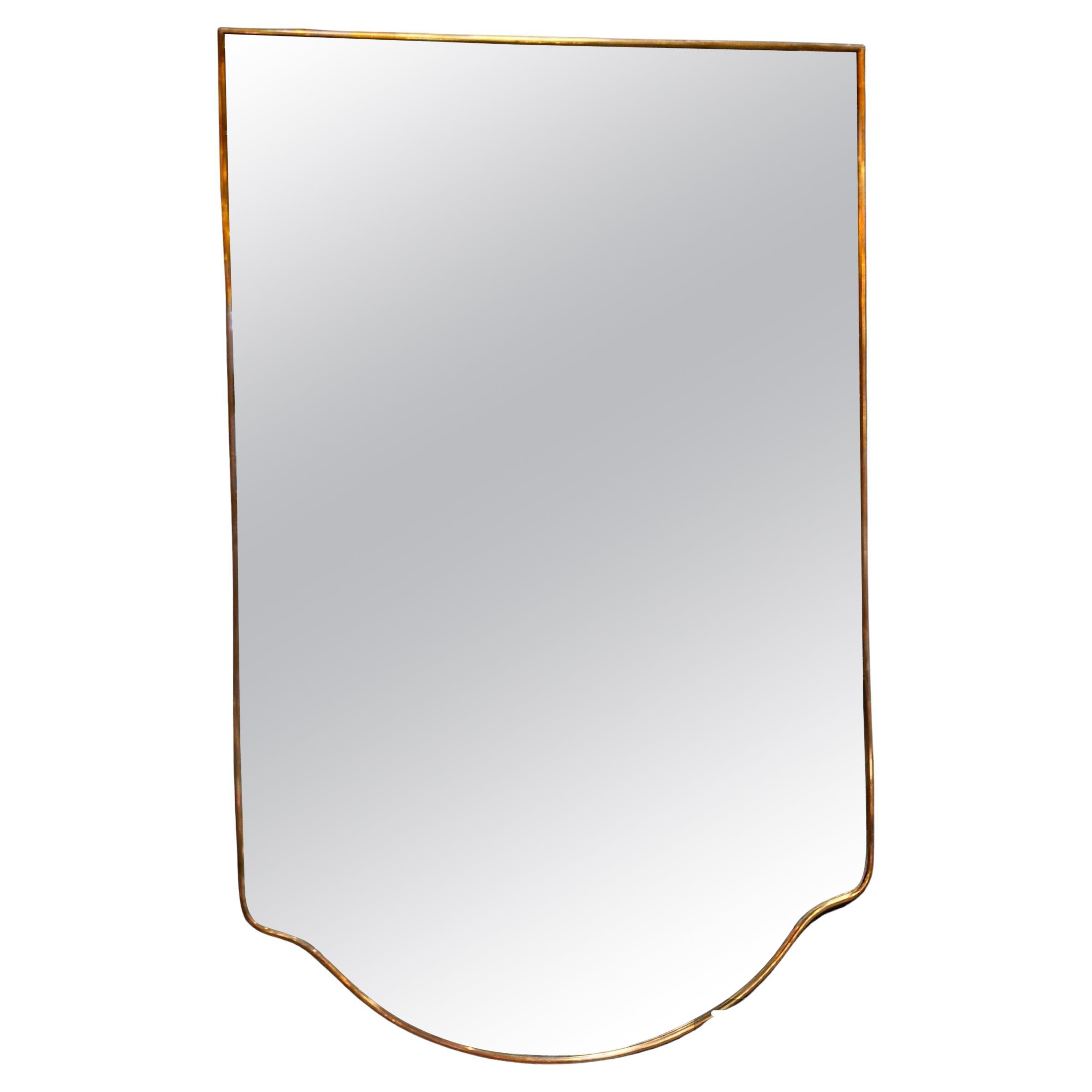 Specchio da parete italiano vintage in ottone anni '80